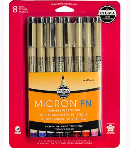 Sakura Pigma Micron PN Coloured Pens - Set of 8 - Image 1